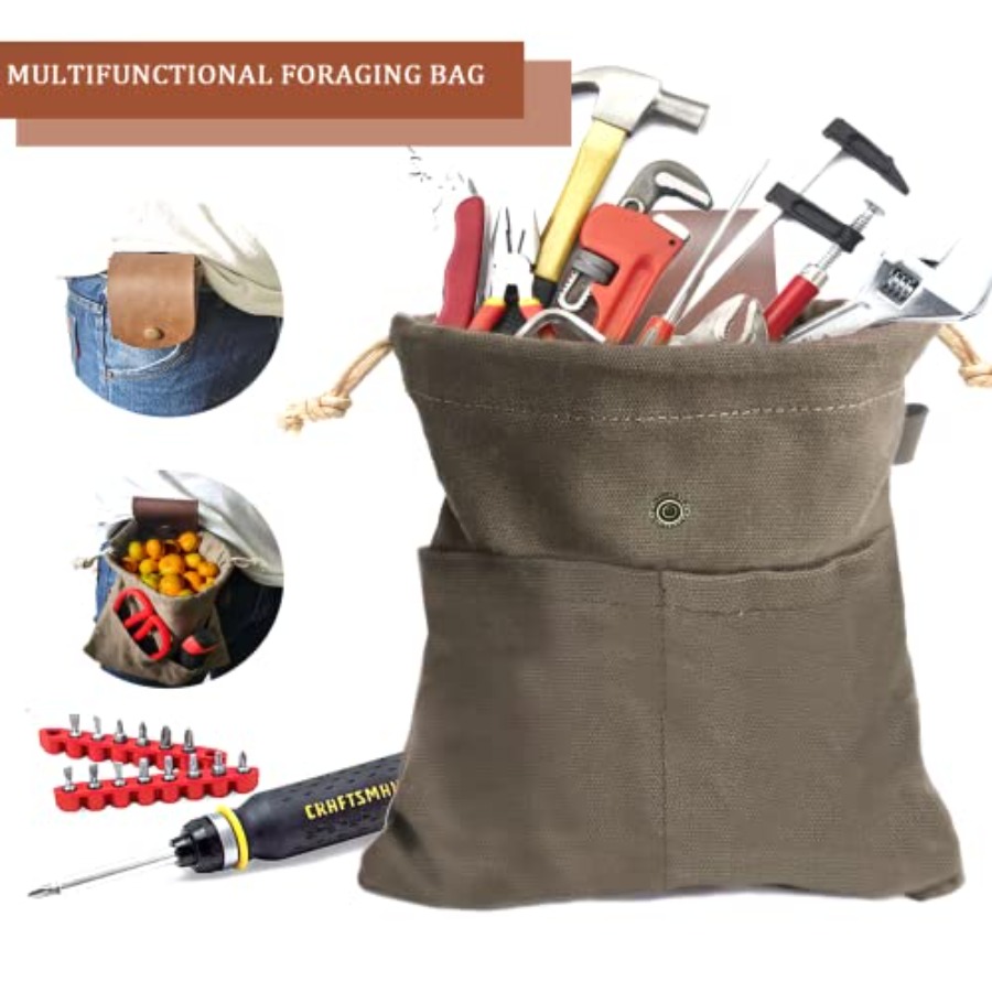 Foraging Pouch Leather Canvas  - Water Bag Collapsible review and price